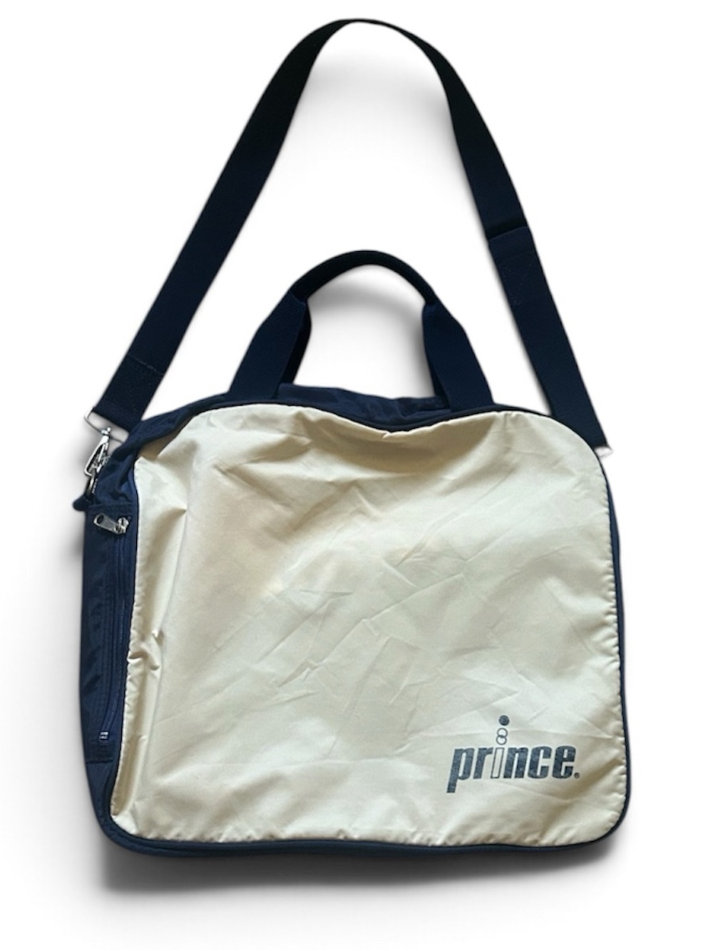 Vintage Cream and Navy Blue Prince Tennis  Shoulder Tote Bag - Picture 2 of 10